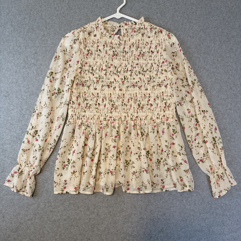 Mi Ami Francesca Floral Top Fairy Cottagecore Smocked Boho Blouse Women's Sz S